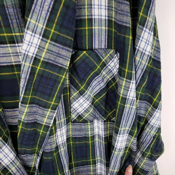 LL Bean Mens XL Gordon Dress Tartan Cotton Flannel Bath Robe Lounge Plaid Cabin - Picture 3 of 7
